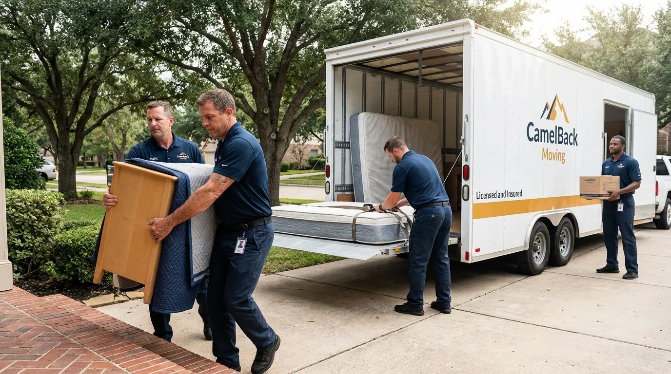 Crew loading residential truck for cross-state move from Midway, PA